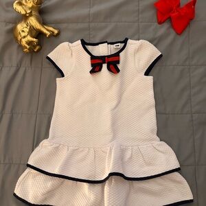 Janie and Jack White and Blue Sundress with Ruffled Tiered Skirt and Cap Sleeves